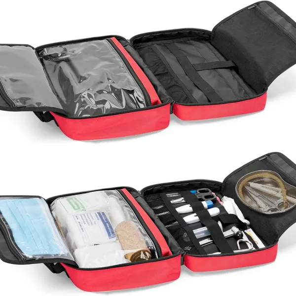 Carryable First Aid Bag Empty, Emergency Trauma Bag for Accessories, Medical Supplies Bag With 2.5 Inner Flap, Red photo-5
