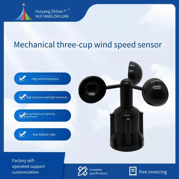 Wind Speed Sensor, Three-cup Anemometer, for Meteorological Research, Remote Monitoring, Meteorological Data Acquisition Transmitter, Wind Gauge