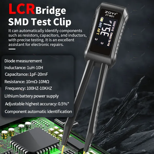 ZT-MD1 Smart Mini Tweezer Bridge Component Tester for SMD ESR, Capacitance, Resistance Measurement photo-4