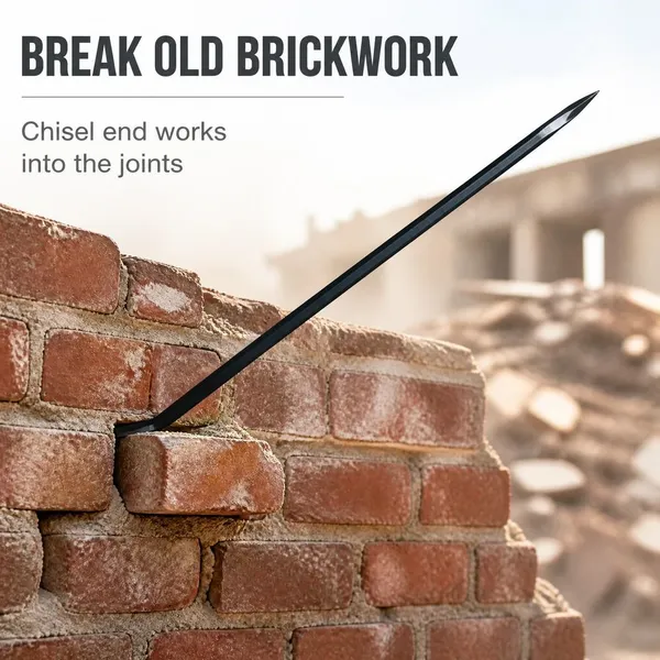 Crowbar Double End Design Bent Chisel End And Pointed Tip Hexagonal Shaft Black Coated Demolition Tool For Building Site photo-3
