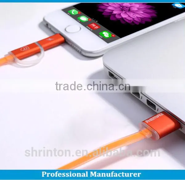 Remax 2 in 1 Double-sided Flat With Led Usb Cable ,for Both Iphone and Samsung photo-4