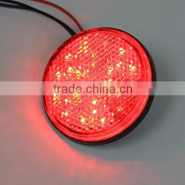 BJ-BL-002RR Round Red Lens Red LED Reflectors Brake Light for Universal Motorcycle ATV Scooter Bicycle photo-2