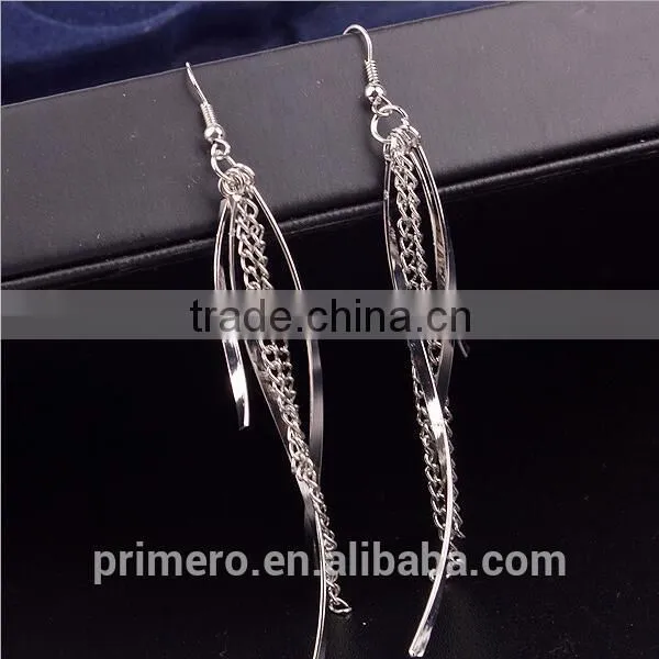 Simple Long Chain Tassel Dangle Earrings Fashion Gold Plated Designs For Women photo-2