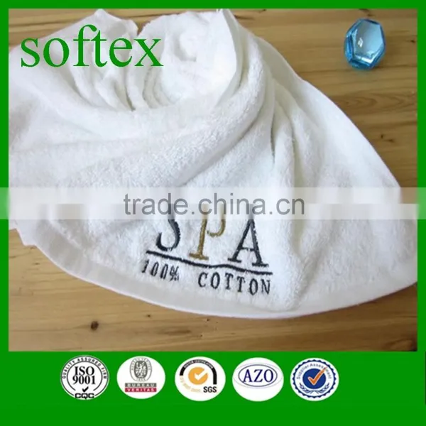 Luxury White Embroidery Custom Logo Cotton Face Towels for Hotel & Spa photo-2