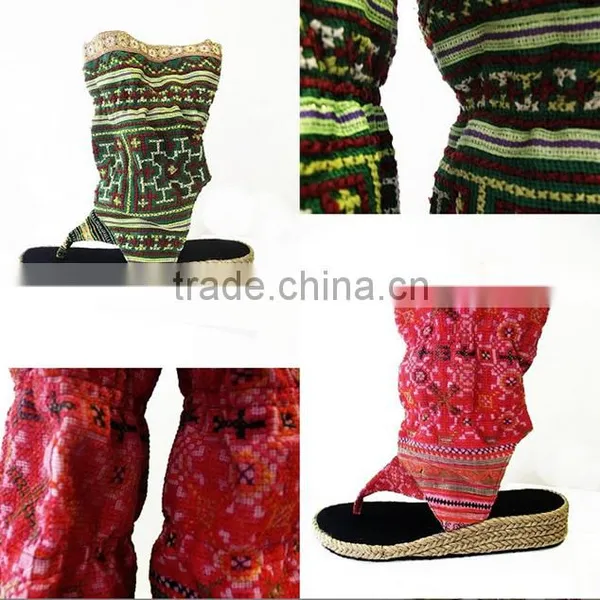 Tribal Fabric Sandals, One of a Kind Vegan Friendly Hand-dyed Ethnic Flip Flops photo-2