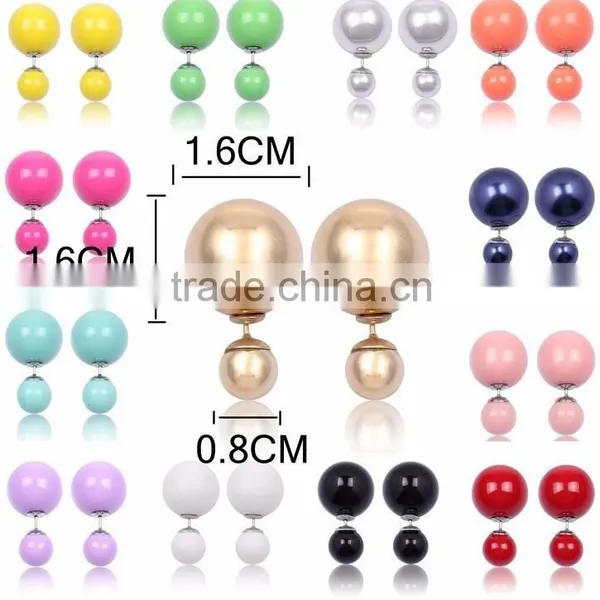 Wholesale 8mm 16mm Cheap Girl's Double Sided Pearl Earring photo-2