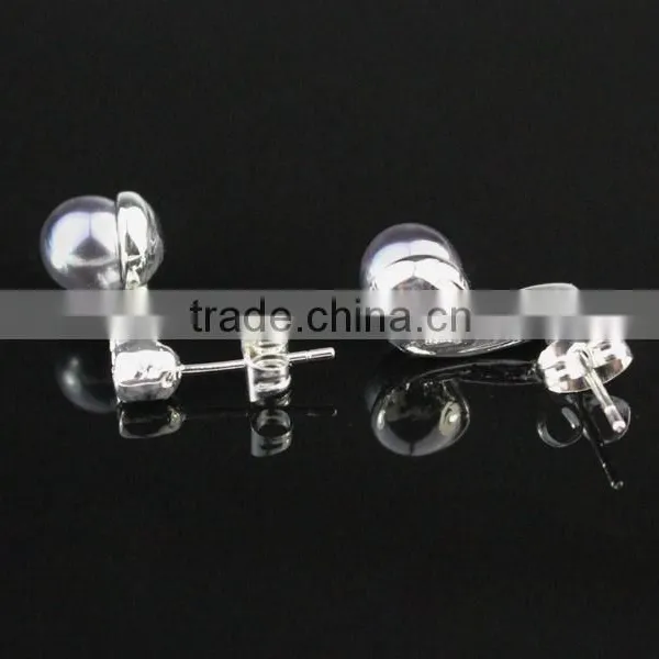 Austrian Crystal Black Pearl Stud Earrings photo-2