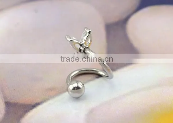 316l Stainless Steel Lip Rings Lip Jewelry With Butterfly Zircon S Bar"S"bar Unique Designs for Mouth Eyebrow Rings Helix photo-3