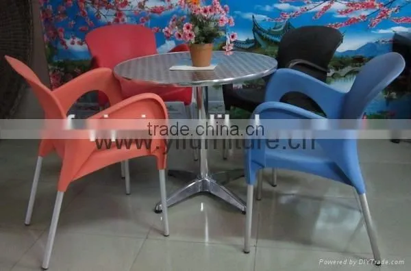 Colorful Plastic Leisure Coffee Shop Chair and Aluminum Square Table Set YC081 YT2 photo-4