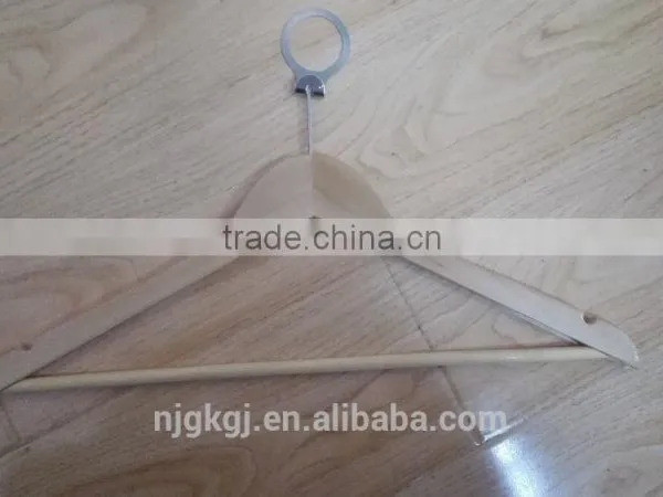 Wooden Anti Theft Hanger With Round Bar and Anti-theft Hook,with Notches on Shoulder