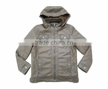 Apparel Stockslots Kids Washed PU Jacket Boys Jacket Kids Clothes photo-2