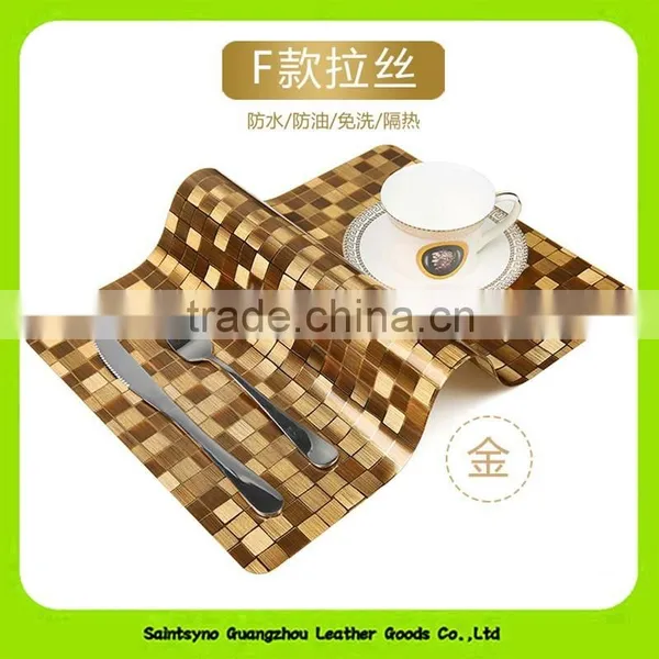 Shinning PVC Leather Printing Coaster, Anti-oil Leather Coffee Table Pad 16024 photo-5