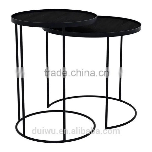 Vintage Style Black Wrought Iron Round Side Table photo-2