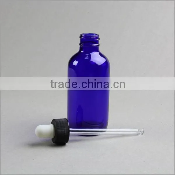 Cobalt Blue Boston Round Glass Bottles With Dropper