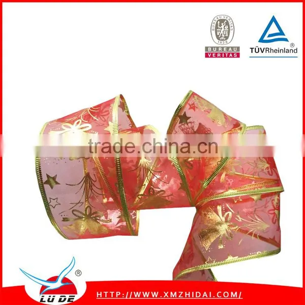 2015 Colorful Gift Organza Wired Christmas Decoration Ribbons photo-2
