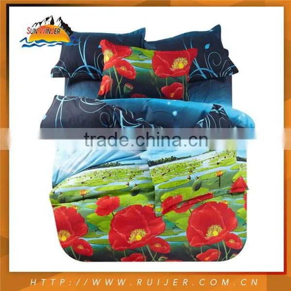 Reactive Printing Floral Design Colorful Quilt Bedspread Set photo-6