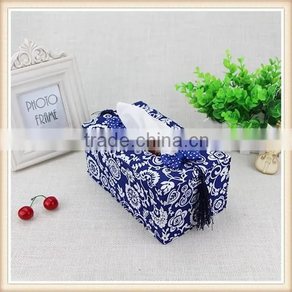 Blue and White Porcelain Fabric Tissue Box Cover photo-2