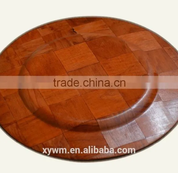 China Wholesale Red Wooden Woven Dessert Plate photo-4