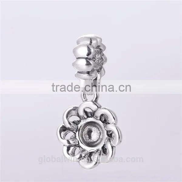 Blooming Royal Flower Pendant Oxidized 925 Silver Charm Custom Made Charms Wholesale New Design Ring Pendant Fit for Bracelet photo-2