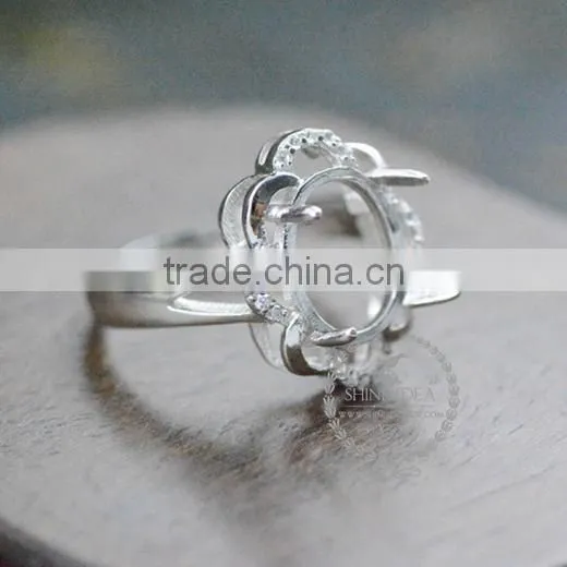 9*11mm 925 Sterling Silver Oval Bezel Silvery Prong Setting Ring Base Blank Supplies DIY Findings 1222007 photo-3
