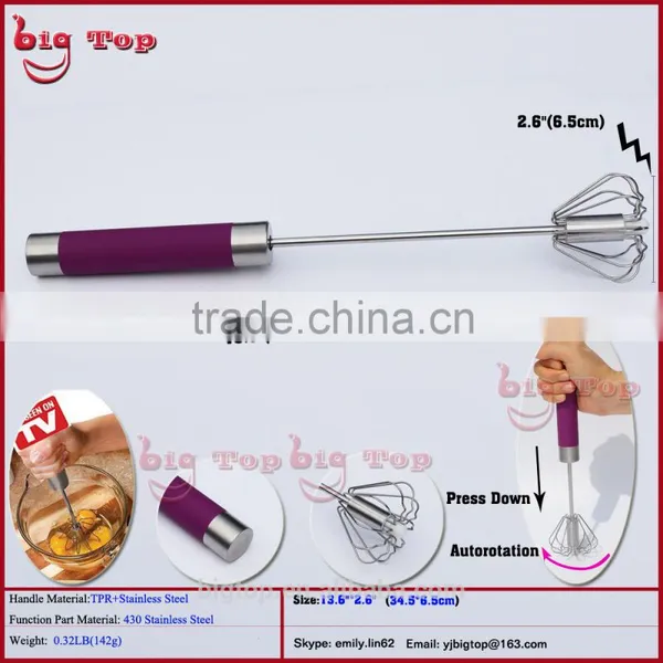 BT0159 14" Whisk With TPR Handle 14" Rotary Egg Whisk 14" Rotating Egg Beater With 430 S/S Function Part