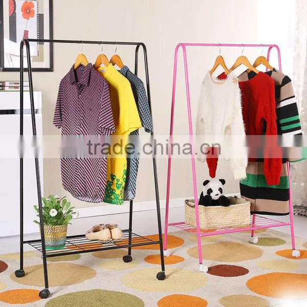 Metal Garment Rack Clothes Stand Portable Cloth Hanging Rail Stand Shoe Rack With Bottom Shelf photo-2