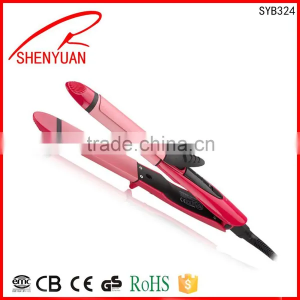 New Design China Manufacture 2 in 1 Professional Hair Straightener Curling Iron Lady Salon Hair Tools photo-2