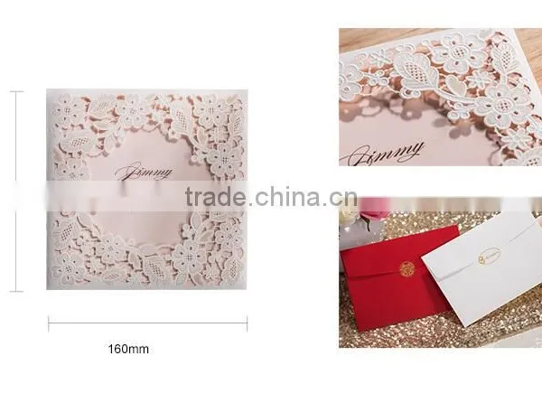 White Silk Tie Laser Cut Wedding Invitation Card photo-4