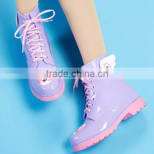 2016 New Design Girls Lovely Solid Martin PVC Rain Boots photo-5