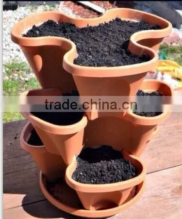 Stackable Garden Planter Herb Flower Pots Indoor Outdoor Round Clover photo-4