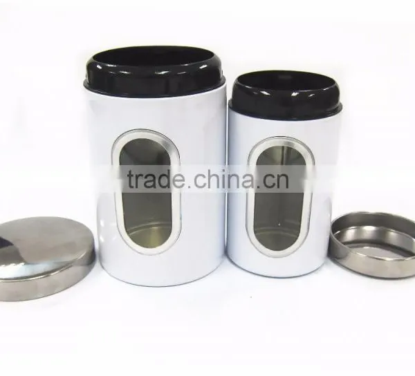 3 Pieces White Stainless Steel Window Storage Canister Set photo-4