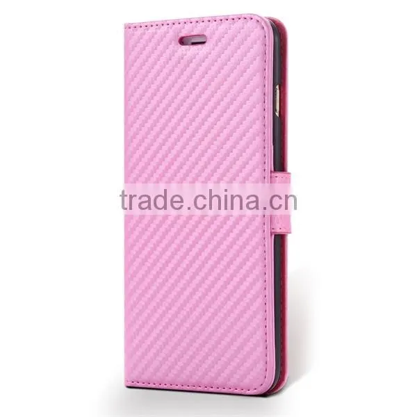 High Quality Carbon Fiber Pattern Wallet Flip Stand Leather Mobile Phone Case For IPhone 6S photo-5