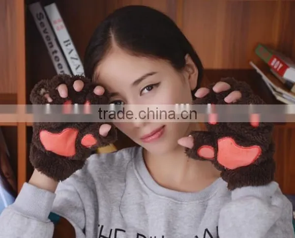 Winter Warm Animal Plush Gloves Cute photo-3