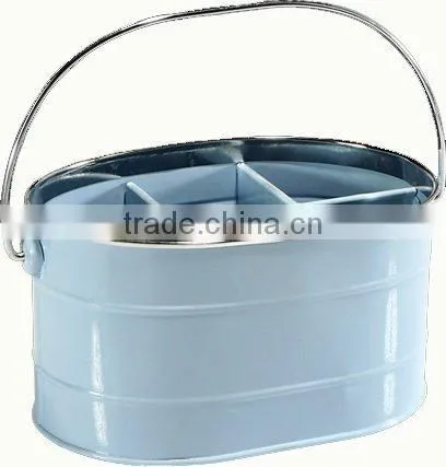 6 Slots Metal Kitchen Utensil Holder Cooking Tool Storage Box Flatware Caddy With Grip Handle photo-4