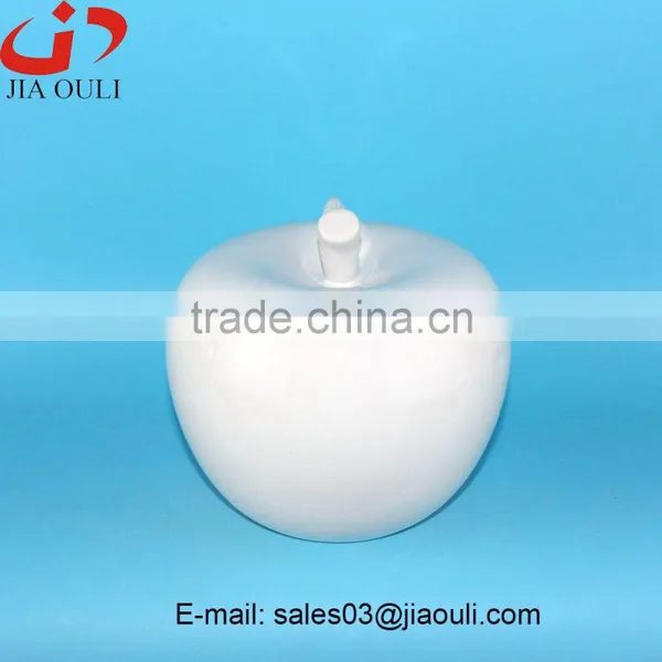 Hot Sales Home Decoration Glazed White Ceramic Apple Figure photo-2