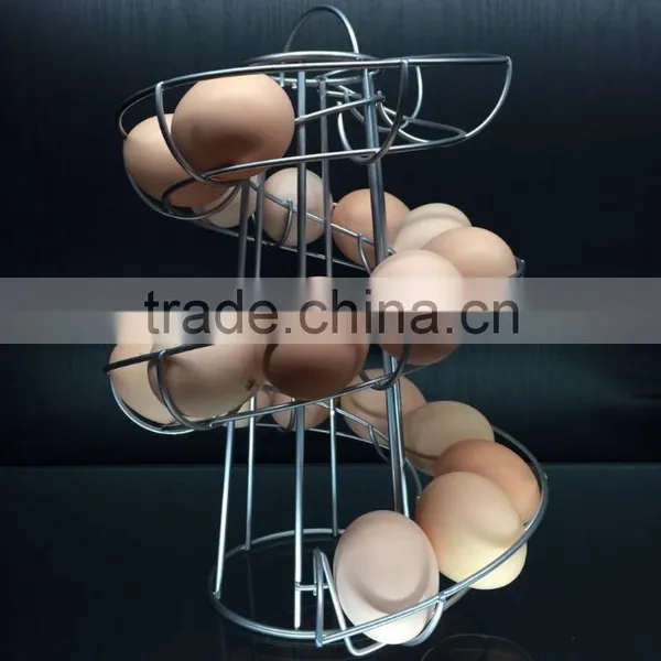 Novelty ECO-friendly Iron Wire Black Silver Metal Egg Stand Rack Spiral Egg Holder for Kitchen Storage photo-5