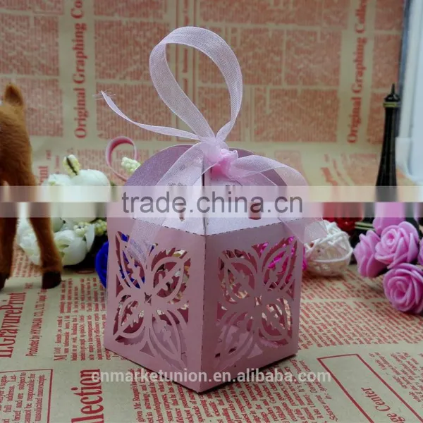 Laser Cut Customized Foldable Sweet Wedding Candy Box Romantic Paper Wedding Box photo-2