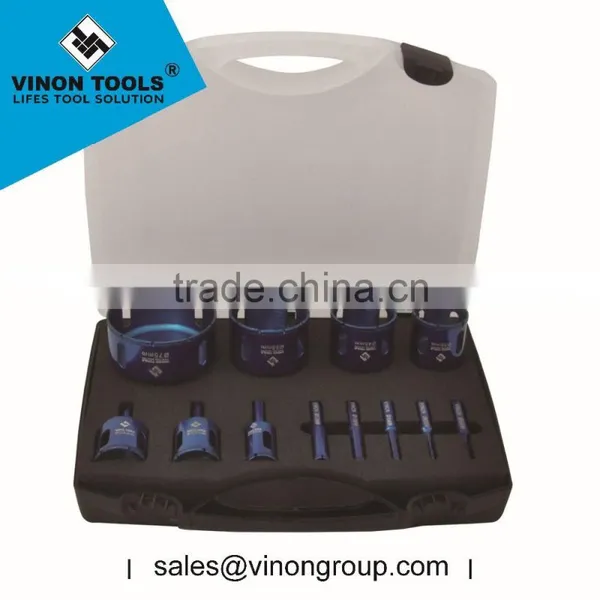 Professional 12pcs Blue Diamond Hole Saw Kit