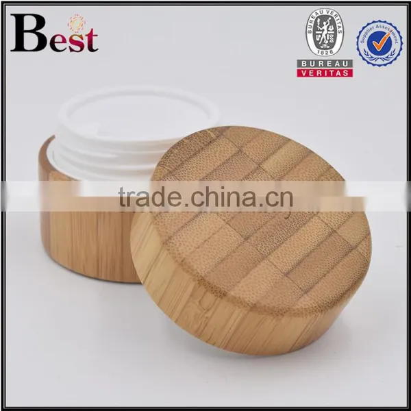 30g Bamboo Cosmetic Double Wall Plastic Jar PP Inner Jar With Bamboo Shell for Face Cream photo-2