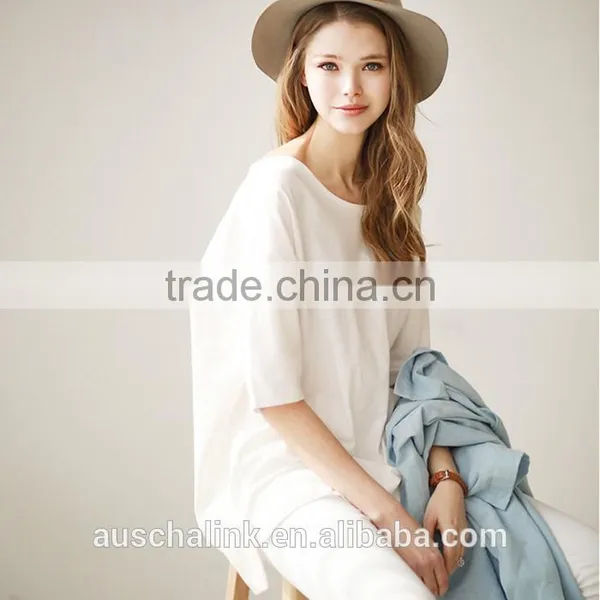 Hot Sale High Quality Girls 100% Organic Cotton White t Shirt photo-5