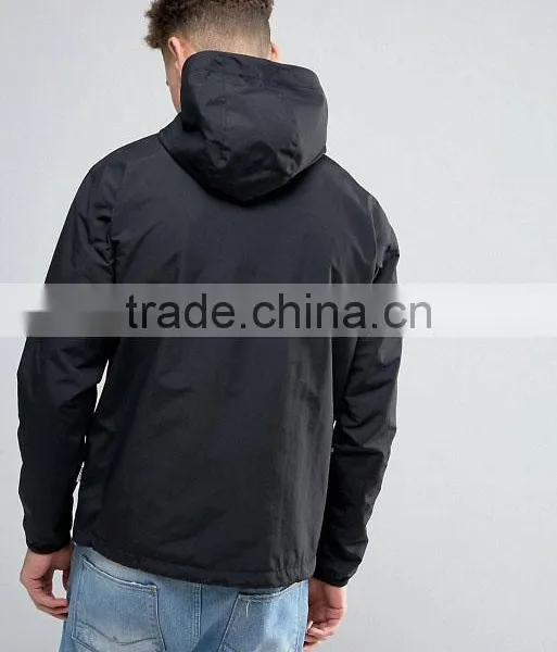 2017 Best Price High Quality Overhead Design Durable Hooded Funnel Collar 100% Polyester Black Casual MenJacket photo-2