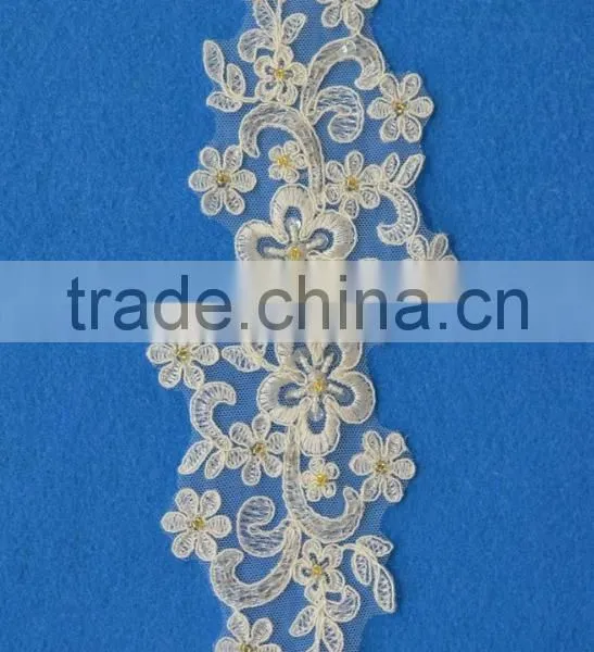 Hand Bead Pearls Sunflower Embroidery Lace Flower for Ladies Garment