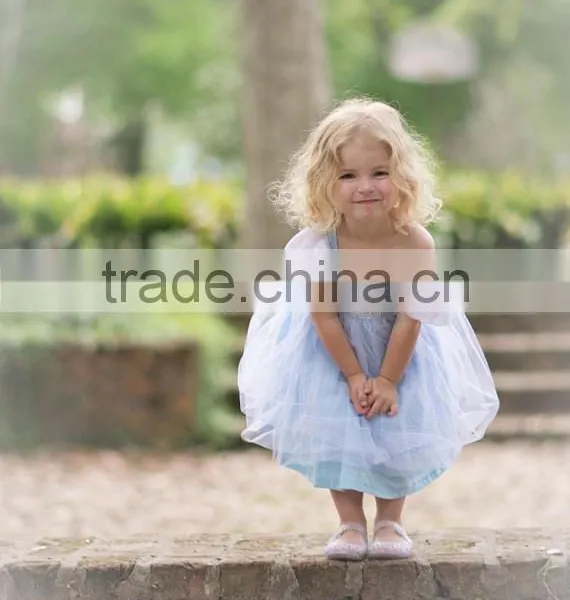 New Arrival Baby Clothes Wholesale Hot Sale Cotton Cheap 2017 Blue Children's Boutique Fashion Girls Short Frocks Dress photo-3