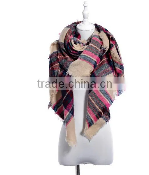Bulk Wholesale New Early Spring Female and Male Scarf 5 Colors Printed Grid Fake Imated Cashmere Material Adult Cappa photo-6