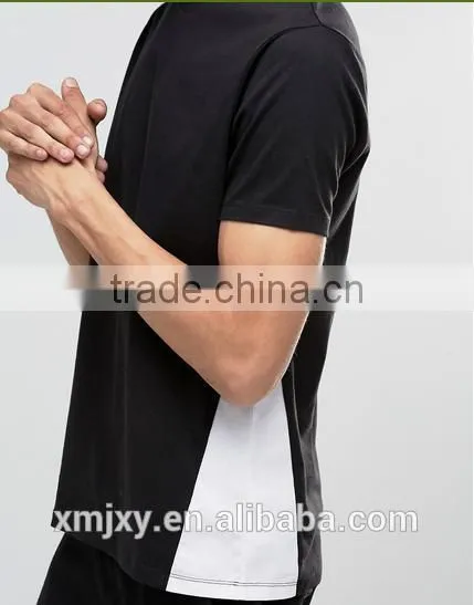 Summer New Style Men T-shirts Stitching T-shirt Hot Sale White and Black Stitch Made in China photo-3