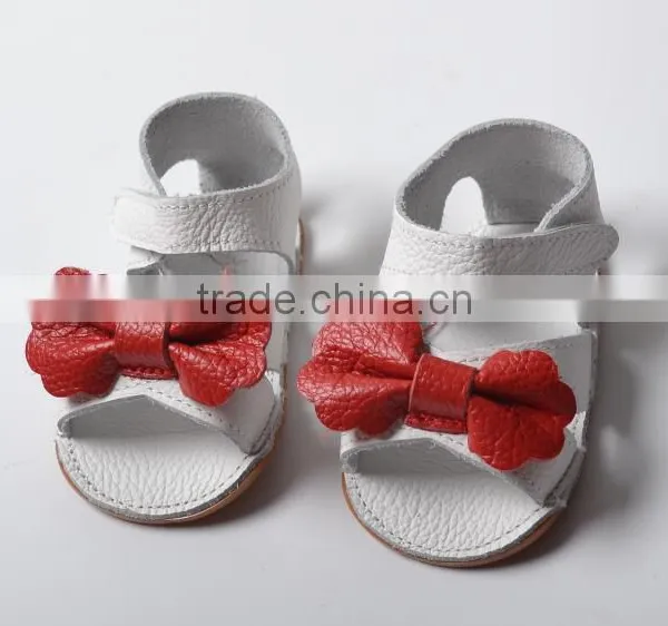 Genuine Leather Girl Summer Moccasins, Bow Design Baby Shoes photo-4