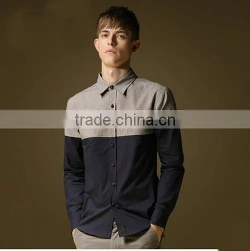 2016 Fashion Design Men Splicing Casual Shirt photo-2