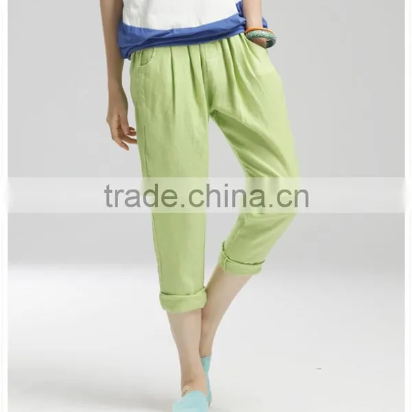 Woman Linen Slim Candy Pencil Pants photo-2