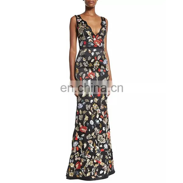 2016 Apparel Silk Embroidery Tapered Straps Prom Tube Dress Long photo-2