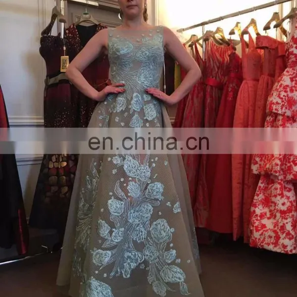 Boat Neckline Prom Dresses With Appliques on Lace New Style Free Shipping